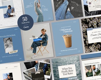 Canva-mallar för sociala medier, Instagram-inlägg för kursskapare, Modern Blue Content Kit