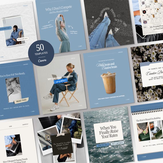 Social Media Manager Canva Templates, Course Creator Instagram Posts, Modern Blue Content Kit