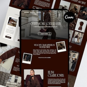 Social Media Manager Canva Website | Brown Editorial Landing Page | Instagram Link in Bio