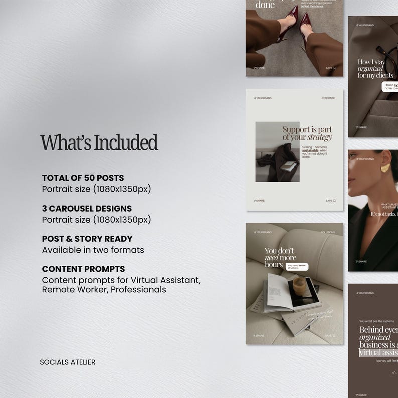 Virtual Assistant Instagram Templates, VA Content Bundle for Service Providers, Remote Work Social Media Templates image 6