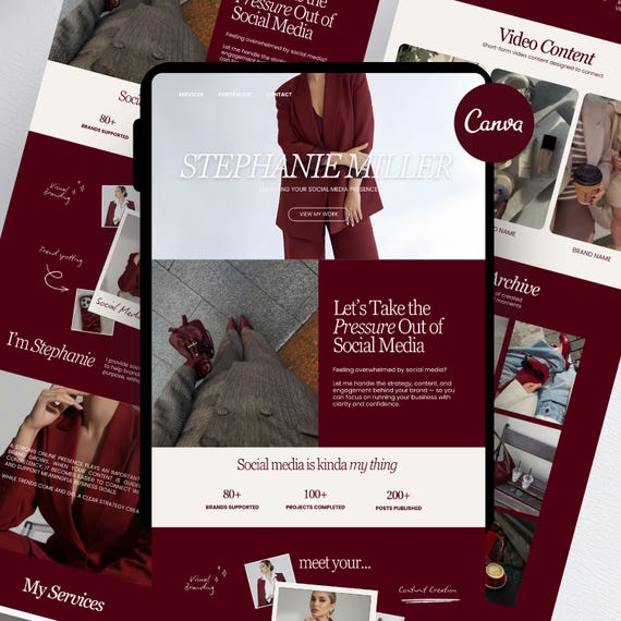 Social Media Manager Portfolio Website | Editable Canva Landing Page | Instagram Link in Bio