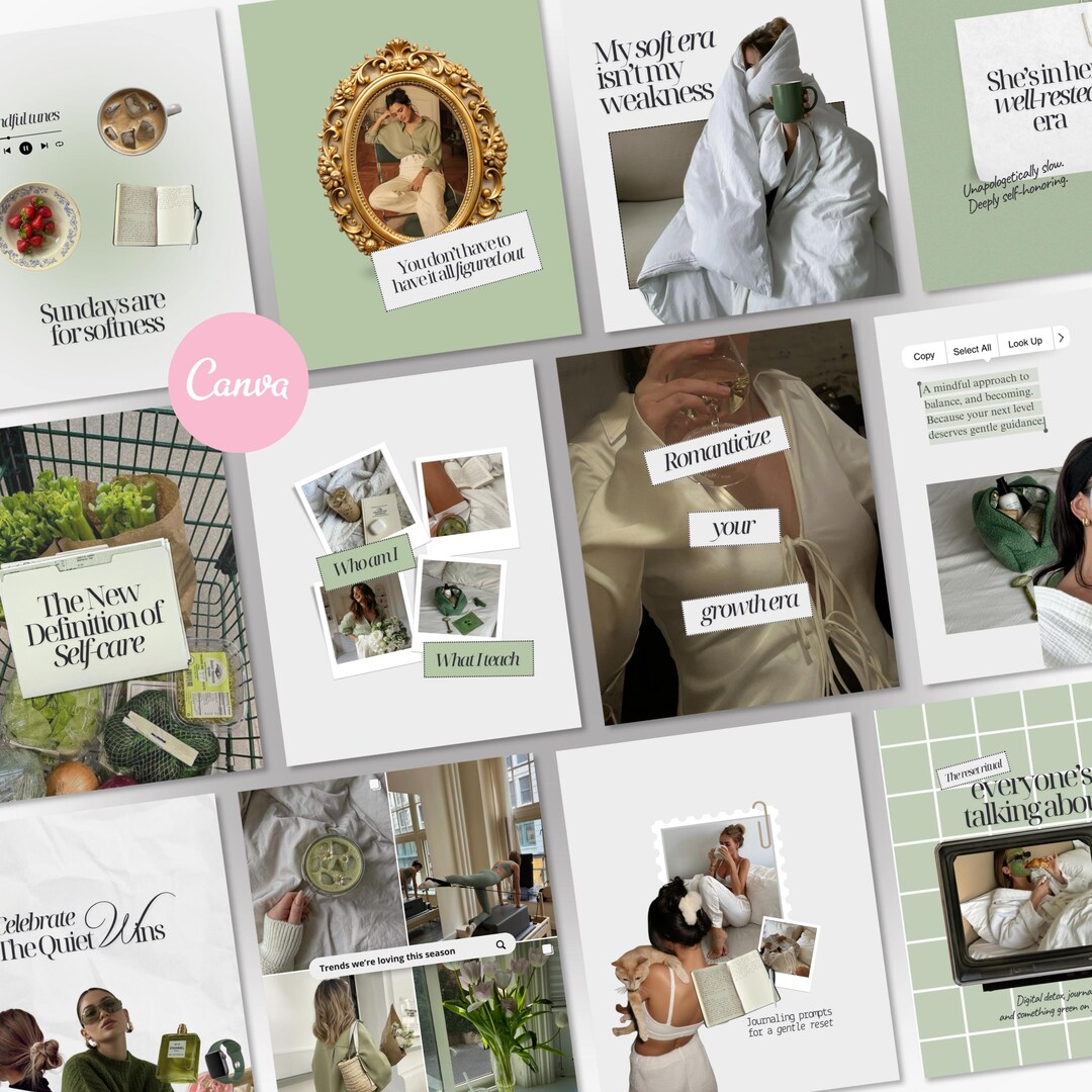 Wellness Coach Instagram Templates | Life Coach Canva Social Media Pack ...