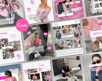 Pink iOS Core Instagram Templates | Canva Social Media Pack for Content Creators | Digital Download