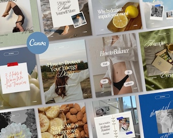Plantillas de Instagram para coaches de vida, publicaciones editables en Canva, paquete de contenido de bienestar para coaches.