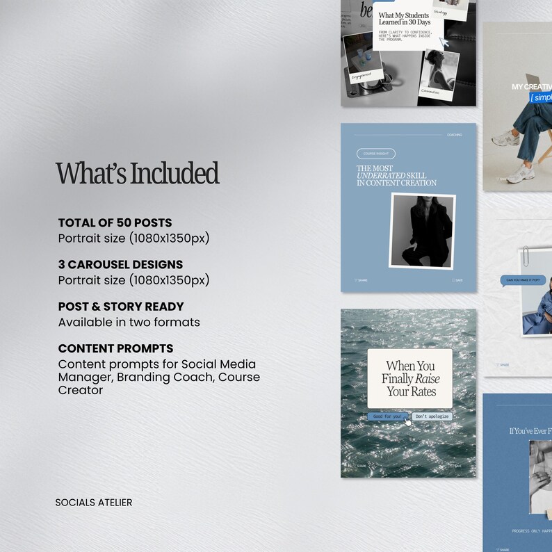 Canva-mallar för sociala medier, Instagram-inlägg för kursskapare, Modern Blue Content Kit bild 6