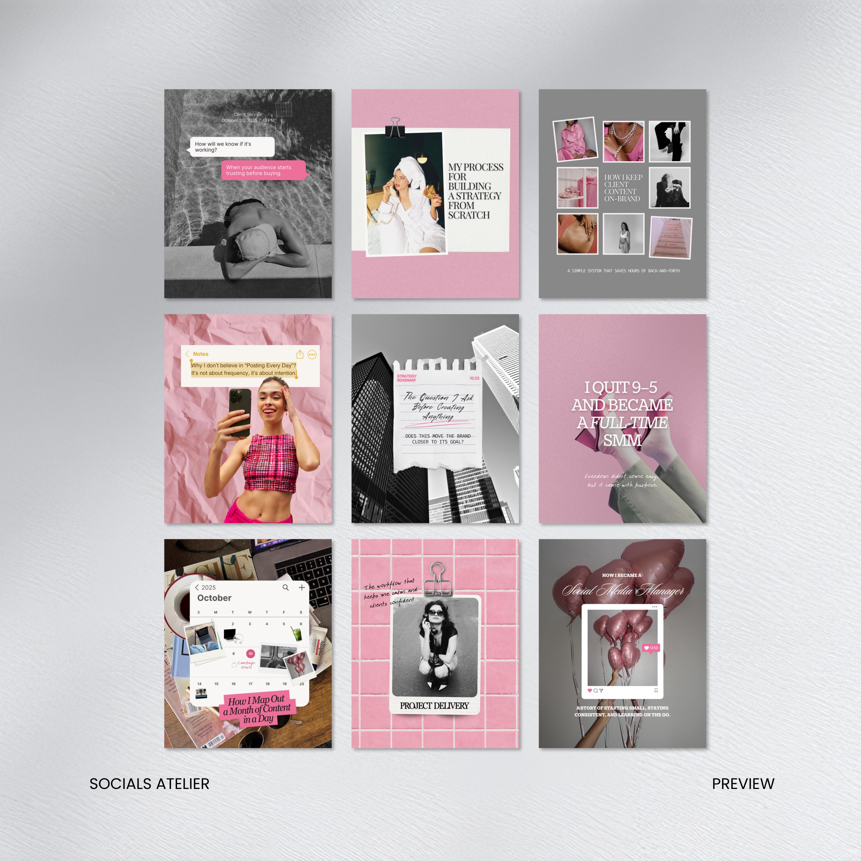 Pink Instagram Post Templates, Social Media Manager Canva Bundle ...