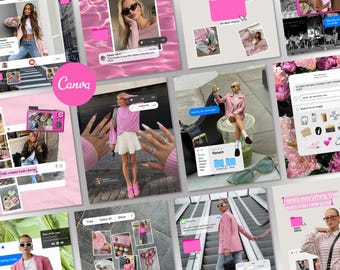 Pink iOS Core Instagram Templates | Canva Social Media Bundle for Content Creators (Digital Download)