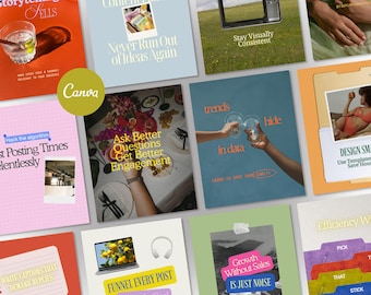 Modelos para Instagram para Gestores de Redes Sociais | Posts coloridos e narrativos no Canva (Download Digital)