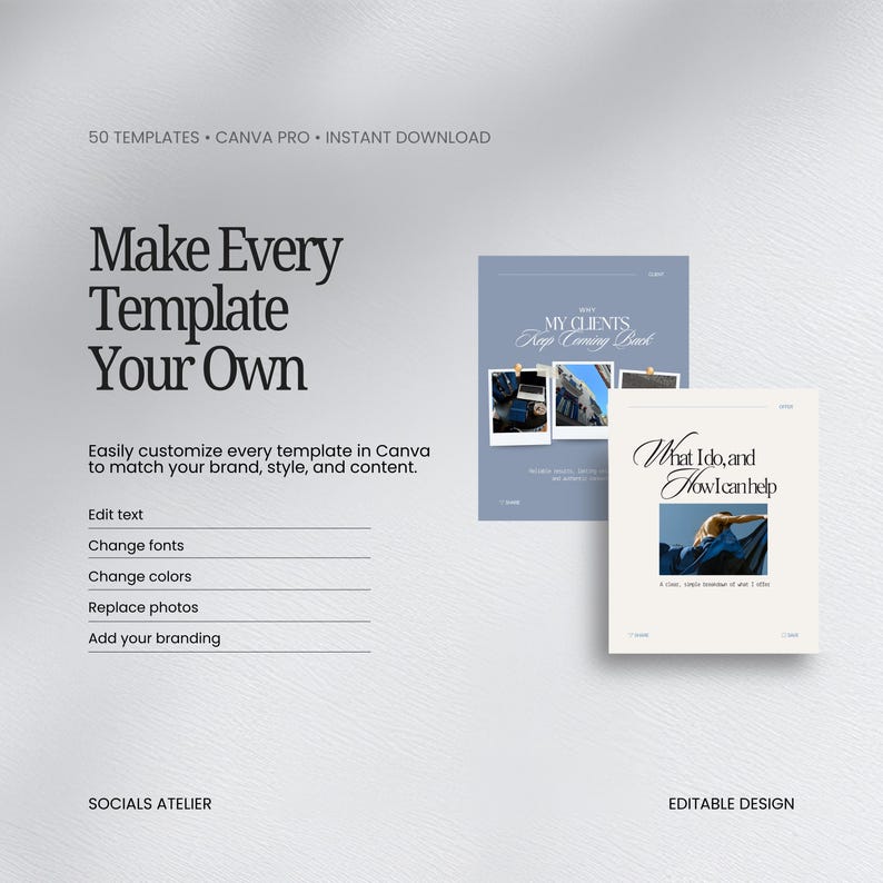 Canva-mallar för sociala medier, Instagram-inlägg för kursskapare, Modern Blue Content Kit bild 7