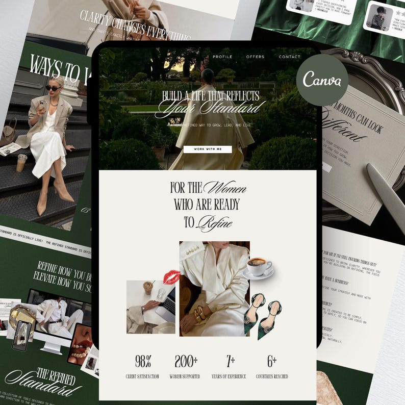 May include: A digital marketing graphic with the text "Build a life that reflects your standard" and "For the Women Who Are Ready to Refine." The image includes a woman in a white dress and a coffee cup.