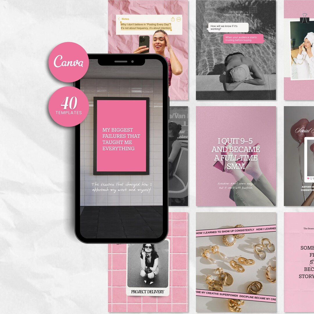 Pink Instagram Post Templates, Editable Canva Posts for Social Media ...