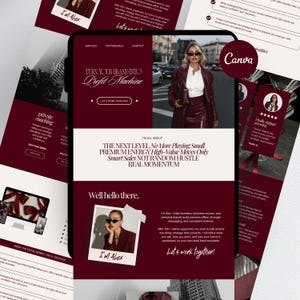Burgundy Canva Website Template | Business Coach & Girl Boss Landing Page | Link in Bio image 1