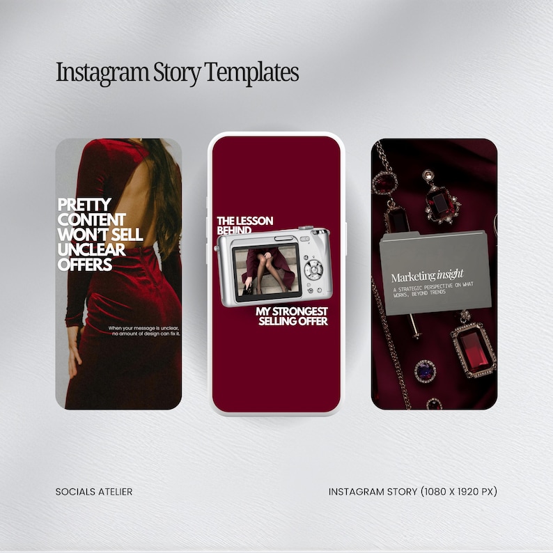 Business Coach Instagram Templates, Burgundy Editorial Coaching Content Bundle, Course Creator Social Media Posts image 4