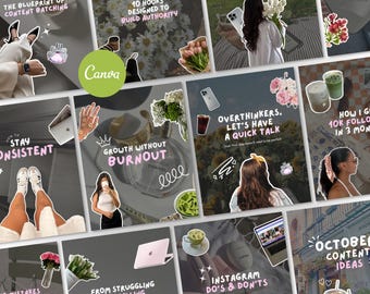 Scrapbook Instagram Post Templates | Social Media Kit for Creators & Coaches | Editable Canva Bundle