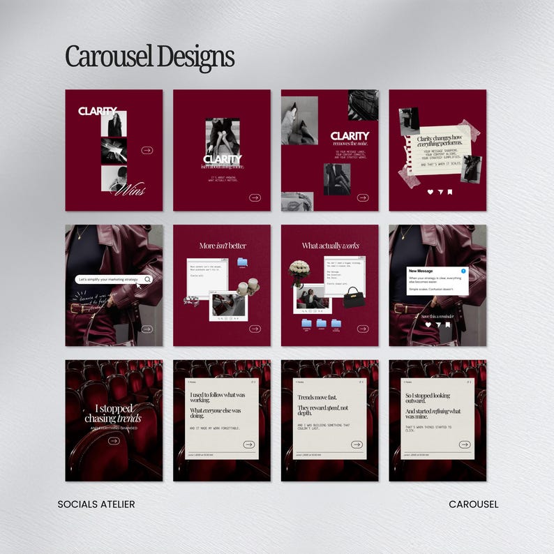 Business Coach Instagram Templates, Burgundy Editorial Coaching Content Bundle, Course Creator Social Media Posts image 5