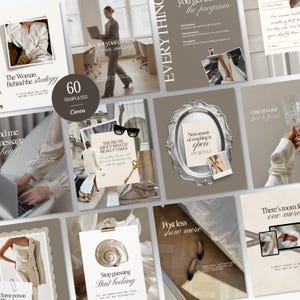 Elegante Instagram-Vorlagen für Coaches, Canva-Social-Media-Vorlagen für Kursanbieter, luxuriöses neutrales Design