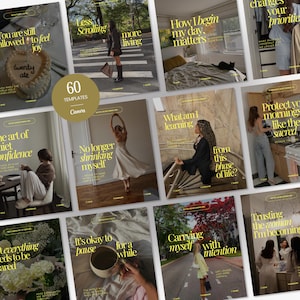 Plantillas de Instagram Canva para bienestar / Contenido de crecimiento personal / Coach de vida en redes sociales