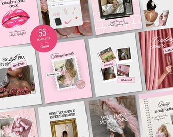 Mallar för Instagram för Wellness Coach | Livscoach Canva-paket för sociala medier | Mjukt innehåll för tjejer