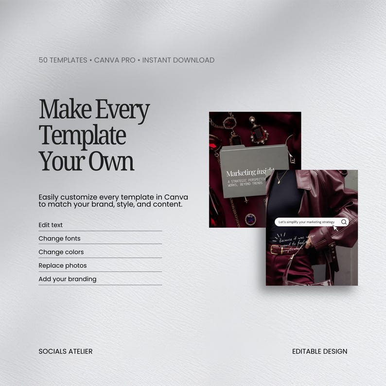 Business Coach Instagram Templates, Burgundy Editorial Coaching Content Bundle, Course Creator Social Media Posts image 7