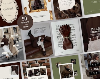Social Media Manager Instagram Templates, Canva Posts for Creative Agencies, Brown Editorial Content Bundle