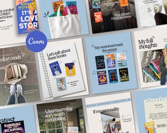 Bookstagram Canva Templates | Editable Bookish Instagram Posts | Social Media Pack for Book Lovers