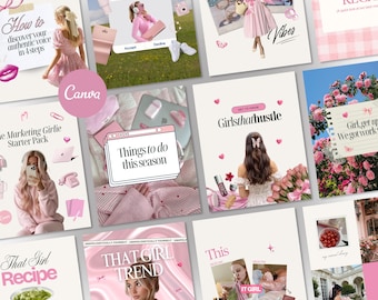 Modèles Instagram de scrapbooking girly | Médias sociaux Canva pour créateur de contenu (téléchargement numérique)