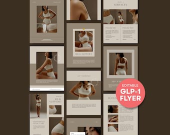 Canva-mall för Tirzepatide-flyer | Viktminskningsflyer för hudterapeuter | GLP1-mall för utbildning till skönhetsföretag | Inlägg om sociala medier