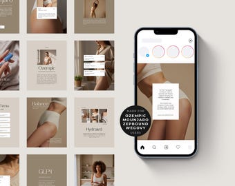 GLP-1 Instagram-mallar för viktminskning | Medspa Peptide-inlägg på sociala medier | Marknadsföringspaket för Tirzepatide Clinic