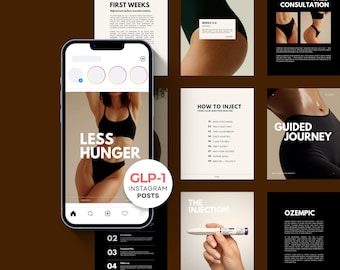 GLP-1 Instagram-inlägg Canva-mallar | Med Spa viktminskningsmarknadsföring (digital nedladdning)