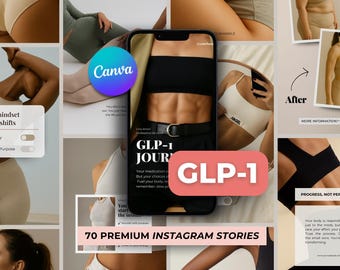 GLP-1 Weight Loss Instagram Templates, Social Media Stories (Canva)