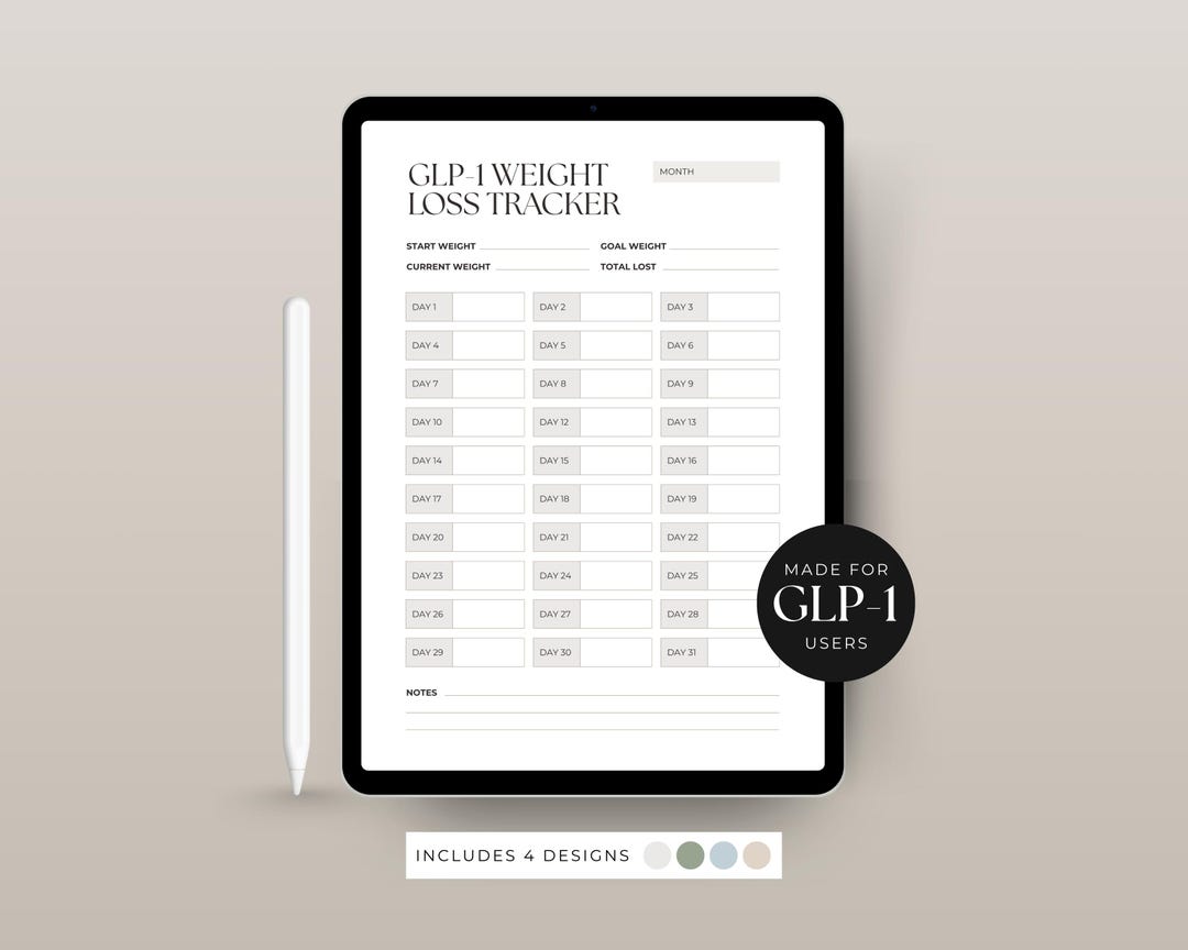 GLP-1 Weight Loss Tracker | Minimal Beige Digital Planner (4 Designs ...