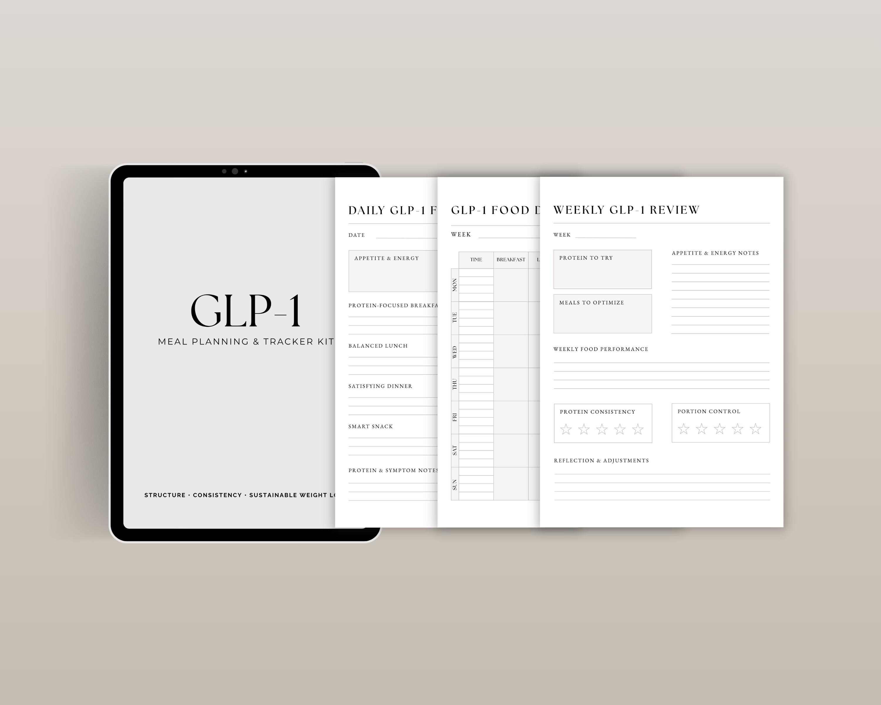 GLP-1 Tracker Tirzepatide Meal Planner Kit | GLP1 Meal Plan & Food ...