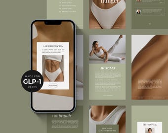 Tirzepatide Instagram Stories | GLP1 Weight Loss Peptide Templates | Diabetic Social Media | Clinic Canva Marketing Pack