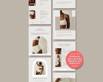 GLP-1 Wellness Brochure Canva Template | Weight Loss Education Flyer | Health Coach Marketing Templates | GLP1 Social Media Kit