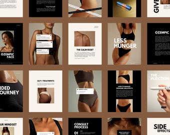 50 GLP1 redigerbara Canva Instagram-inläggsmallar | Lyxig estetik