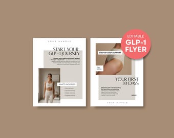 Tirzepatide GLP-1 Marketing Flyer Canva Template | Esthetician Weight Loss Social Media Template | Beauty Business Client Flyer