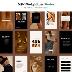 GLP-1 Weight Loss Canva Templates, Medspa Instagram Posts, Editable