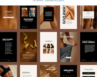 GLP-1 Weight Loss Canva Templates, Medspa Instagram Posts, Editable