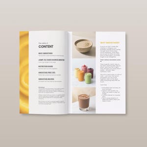 GLP-1 smoothie recipes PDF shown on a phone in the kitchen