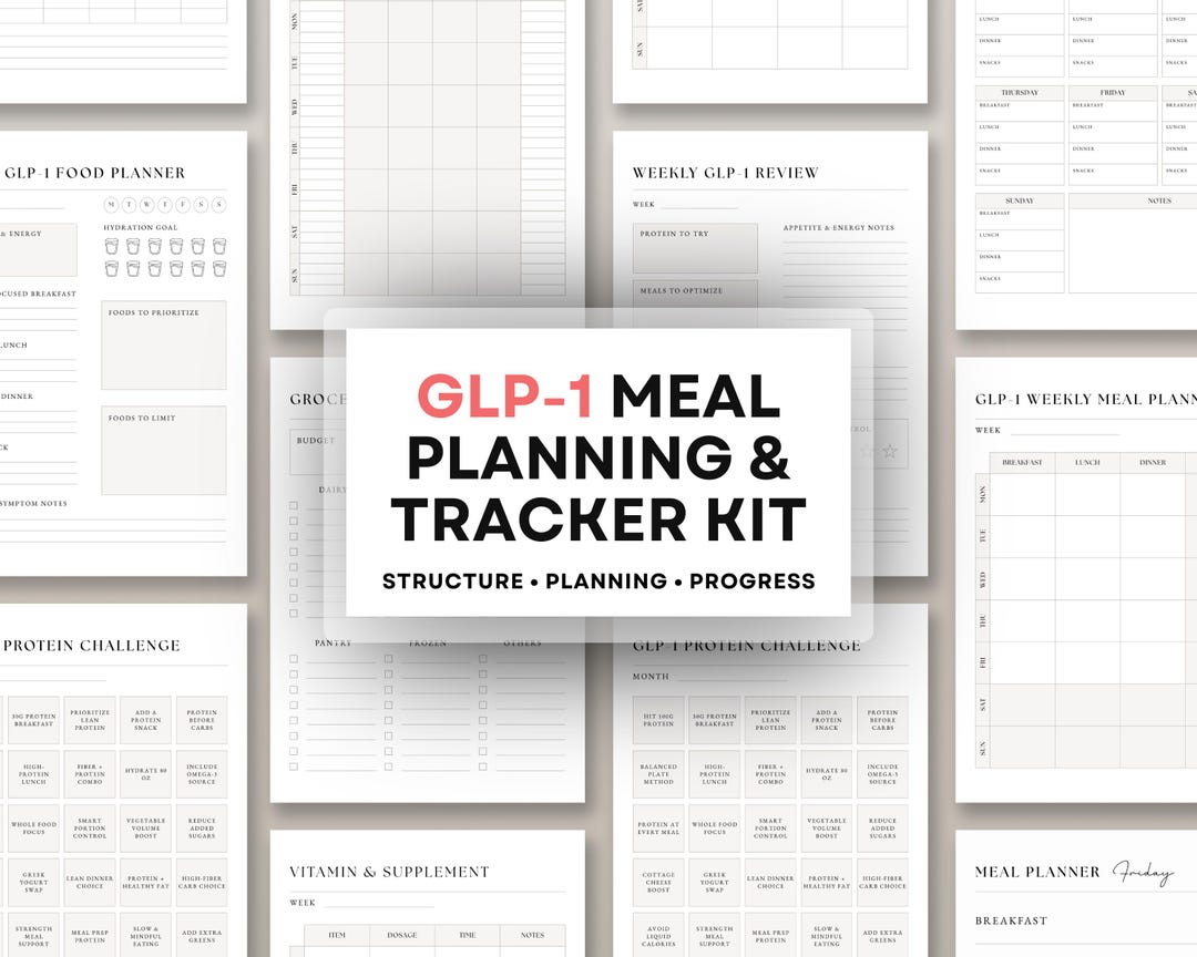 GLP-1 Tracker Tirzepatide Meal Planner Kit | GLP1 Meal Plan & Food ...
