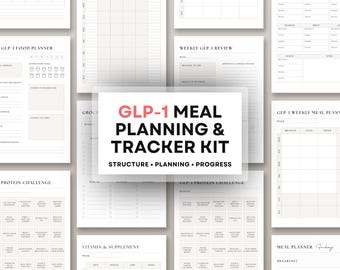 GLP-1 Tracker Tirzepatide Matplanerare Kit | GLP1 Matplan och Matdagbok | Symtom- + Medicinloggpaket