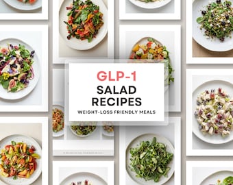 Idéer med GLP1-salladsskålar för viktminskning | Tirzepatidrecept för tarmhälsa | Digital receptbok för en hälsosam kostplan