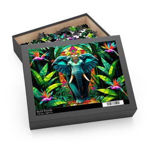 Colorful Elephant Jigsaw Puzzle: Family Fun, Nature Lovers Gift