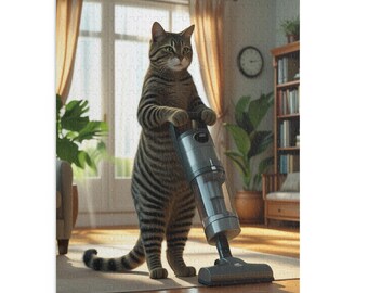 Cat Vacuuming Puzzle: Fun Gift for Cat Lovers