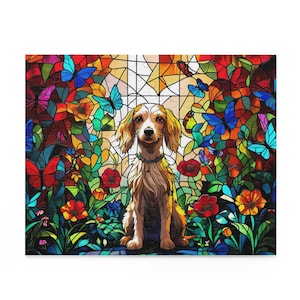 Vibrant Dog Jigsaw Puzzle: Colorful Floral Art, Family Activity