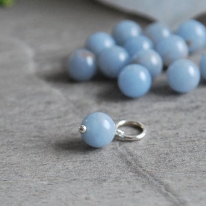 Soft Blue Angelite Gemstone Charm for Bracelet, Anklet, or Necklace - Anhydrite Angel Stone - Throat Chakra - Aquarius Zodiac Gemstone