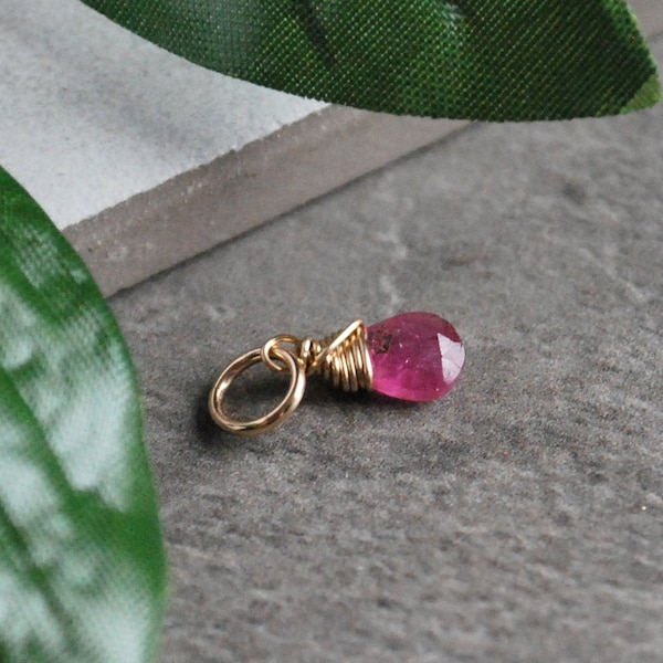 S - Genuine Pink Sapphire Pendant - Precious Gemstone Jewelry - Affordable Valentine's Day Gift Idea - Small Charm for Anklet Bracelet