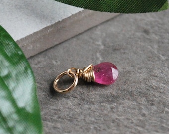 S - Genuine Pink Sapphire Pendant - Precious Gemstone Jewelry - Affordable Valentine's Day Gift Idea - Small Charm for Anklet Bracelet
