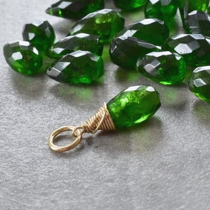 Dark Green Chrome Diopside Pendant Silver or 14K Gold Small Pendant Wire Wrapped Jewelry Handmade Healing Crystal Stone JustDangles image 1