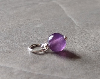 S Purple Amethyst Birthstone Charm for February Birthday - Gemstone Necklace Charms - Natural Stone Charms - Natural Gemstone Jewelry